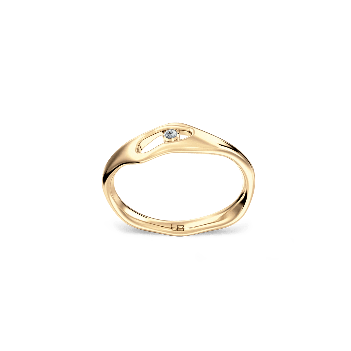 Pierścionek złoty z brylantem Liquid N°6 - BELLER: Official Online Store & Luxury Jewelry Atelier