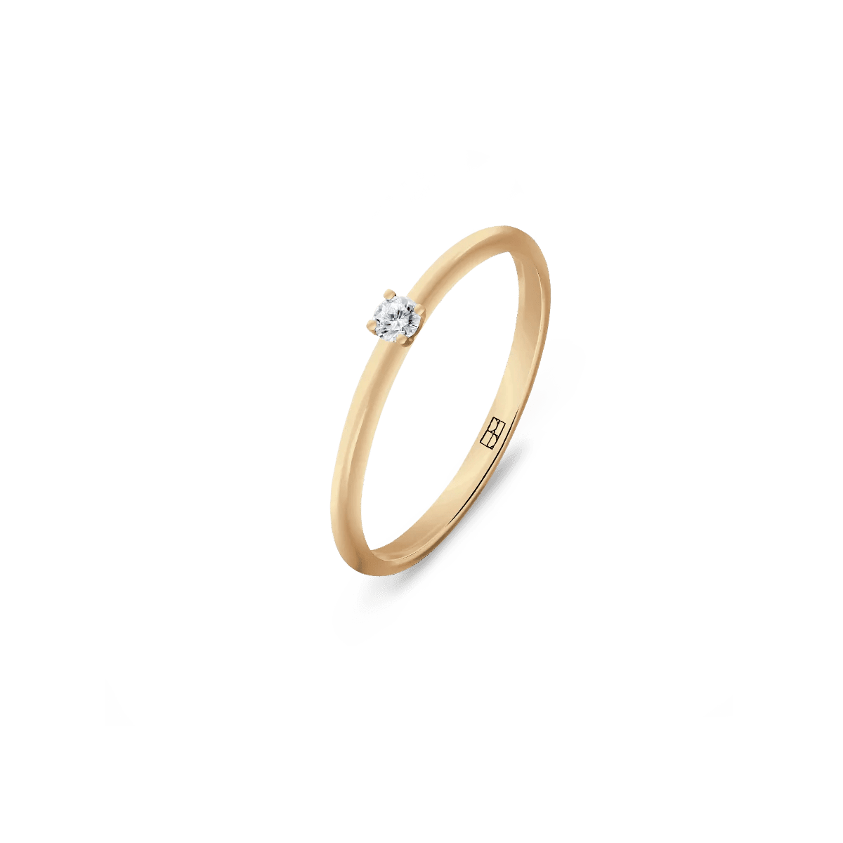 Pierścionek złoty zaręczynowy z okrągłym brylantem 0,035 CT Promise N°35 - BELLER: Official Online Store & Luxury Jewelry Atelier
